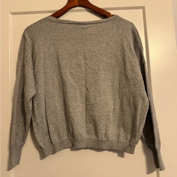 EUC! Sparkle & Fade Crop Sweater with Black 'Je t'aime' Print, Size XS - Picture 3 of 5